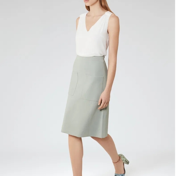 Reiss Bridgette Knitted A-Line Skirt Pepermint-Green Size 2 - Picture 5 of 11